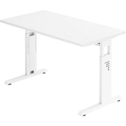 Bureau Mini-Office C, piétement en L blanc, largeur 1200 mm, blanc