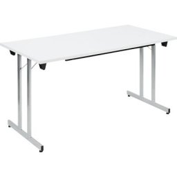 Table pliante F25, l x p 1400 x 700 mm, plateau gris clair, piétement coloris aluminium