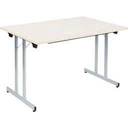 Table pliante F25, l x p 1200 x 800 mm, plateau façon érable, piétement coloris aluminium