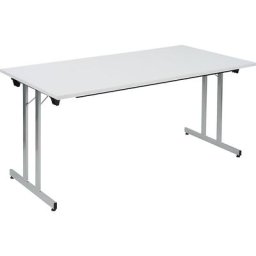 Table pliante F25, l x p 1600 x 800 mm, plateau gris clair, piétement coloris aluminium
