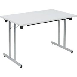 Table pliante F25, l x p 1200 x 700 mm, plateau gris clair, piétement coloris aluminium
