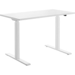 Topstar Bureau à réglage électrique de la hauteur, l x p 1200 x 600 mm, plateau blanc, piétement blanc
