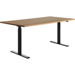 Topstar Bureau à réglage électrique de la hauteur, l x p 1800 x 800 mm, plateau façon hêtre, piétement noir