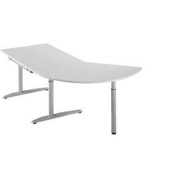 HANNA - Table d'extension réglable en hauteur de 680 à 820 mm, 3/8 de cercle, avec pied stabilisateur, gris clair