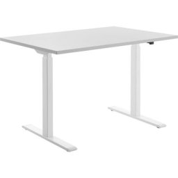 Topstar Bureau à réglage électrique de la hauteur, l x p 1200 x 800 mm, plateau gris clair, piétement blanc