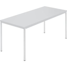 Table rectangulaire, tube carré plastifié, l x p 1600 x 800 mm, gris / gris