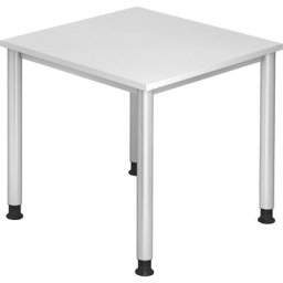 Bureau, l x p 800 x 800 mm, 4 pieds en tube rond, blanc