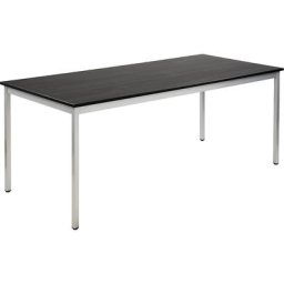 eurokraft basic Table polyvalente, rectangulaire, h x l x p 740 x 1800 x 800 mm, plateau façon frêne gris foncé, piétement aluminium