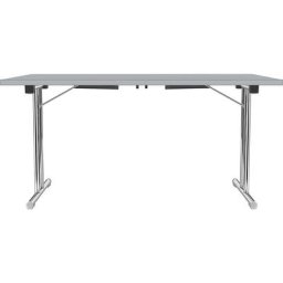 Table pliante à piétement en double T, piétement en tube d'acier rond chromé, gris clair/gris clair, l x p 1200 x 600 mm