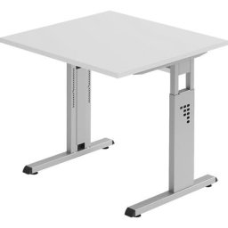 FINO - Bureau avec piétement en L, hauteur réglable 680 - 760 mm, l x p 800 x 800 mm, gris clair