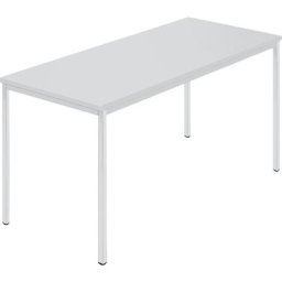 Table rectangulaire, tube carré plastifié, l x p 1400 x 700 mm, gris / gris