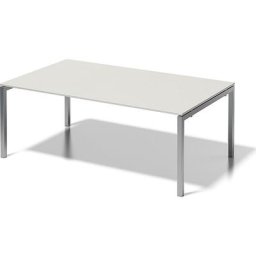 BISLEY Bureau CITO à piétement en U, h x l x p 740 x 2000 x 1200 mm, piétement argent, plateau blanc gris