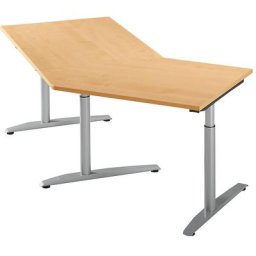 HANNA - Table d'extension réglable en hauteur de 650 à 850 mm, 45° pour montage à droite, façon hêtre