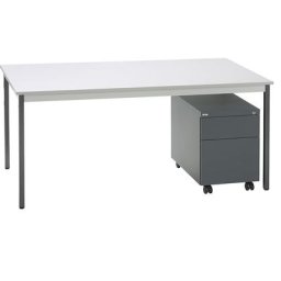 eurokraft basic Bureau complet SATO, bureau + caisson roulant, profondeur 590 mm, caisson roulant avec tiroir standard et tiroir pour dossiers suspendus