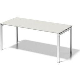 BISLEY Bureau CITO à piétement en U, h x l x p 740 x 1800 x 800 mm, piétement blanc, plateau blanc gris
