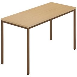 Table rectangulaire, tube carré plastifié, l x p 1200 x 600 mm, hêtre naturel / brun