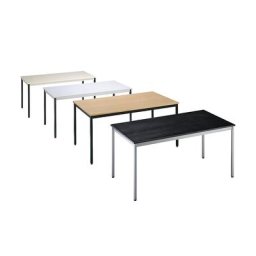 eurokraft basic Table polyvalente, rectangulaire, l x h 1400 x 740 mm, profondeur 700 mm, plateau façon frêne noir, piétement aluminium