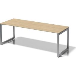 BISLEY Bureau CITO à piétement en O, h x l x p 740 x 2200 x 800 mm, piétement argent, plateau érable