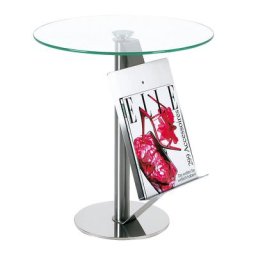 Table d'appoint avec porte-journaux, h x Ø 550 x 495 mm, plateau en verre transparent