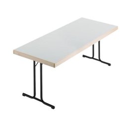 Tables pliantes, piétement en T, 1500 x 800 mm, piétement anthracite, plateau gris clair
