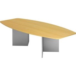 Table de conférence, variante de piétement pieds panneaux, pour 10 personnes, façon hêtre