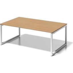 BISLEY Bureau CITO à piétement en O, h x l x p 740 x 2000 x 1200 mm, piétement blanc, plateau hêtre