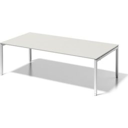 BISLEY Bureau CITO à piétement en U, h x l x p 650 - 850 x 2400 x 1200 mm, piétement blanc, plateau blanc gris