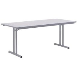 Table pliante à plateau extra-épais, hauteur 720 mm, 1800 x 800 mm, piétement gris clair, plateau gris clair