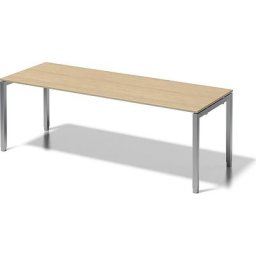 BISLEY Bureau CITO à piétement en U, h x l x p 650 - 850 x 2200 x 800 mm, piétement argent, plateau érable