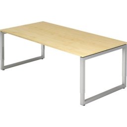 eurokraft pro ANNY - Bureau à piétement en tube d'acier carré, l x p 2000 x 1000 mm, façon érable