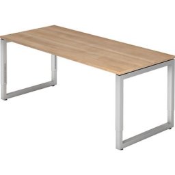eurokraft pro ANNY - Bureau à piétement en tube d'acier carré, l x p 1800 x 800 mm, façon noyer