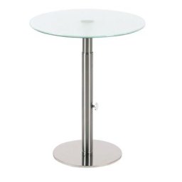 Table d'appoint réglable en hauteur, Ø 495 mm, hauteur 485 - 650 mm, plateau en verre satiné