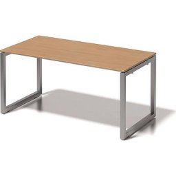 BISLEY Bureau CITO à piétement en O, h x l x p 740 x 1600 x 800 mm, piétement argent, plateau hêtre