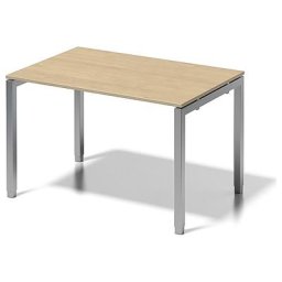 BISLEY Bureau CITO à piétement en U, h x l x p 650 - 850 x 1200 x 800 mm, piétement argent, plateau érable