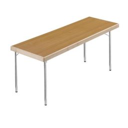 Tables pliantes, 4 pieds, 1700 x 700 mm, piétement chromé, plateau façon hêtre