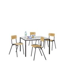eurokraft basic Ensemble polyvalent table et chaises, 1 table, 4 chaises, plateau gris clair, piétement brun gris