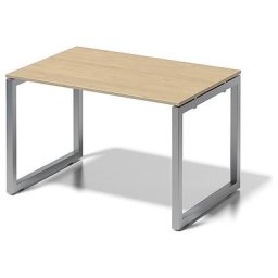 BISLEY Bureau CITO à piétement en O, h x l x p 740 x 1200 x 800 mm, piétement blanc, plateau blanc gris