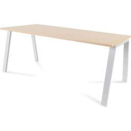 Bureau BLANCA, h x l x p 740 x 1800 x 800 mm, façon hêtre, piétement blanc