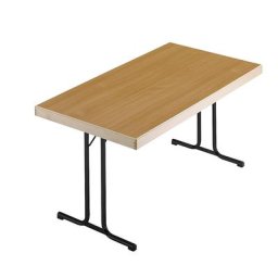 Tables pliantes, piétement en T, 1200 x 800 mm, piétement anthracite, plateau façon hêtre