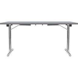 Table pliante à piétement en double T, piétement en tube d'acier rond chromé, gris clair/anthracite, l x p 1400 x 700 mm