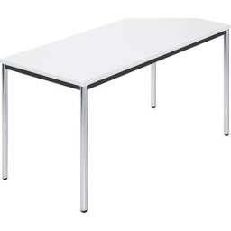 Table rectangulaire en tube rond chromé, l x p 1400 x 700 mm, blanc