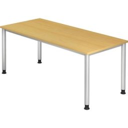 Bureau, l x p 1800 x 800 mm, 4 pieds en tube rond, façon hêtre