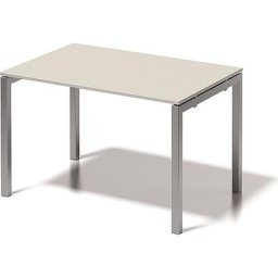 BISLEY Bureau CITO à piétement en U, h x l x p 740 x 1200 x 800 mm, piétement argent, plateau blanc gris