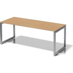 BISLEY Bureau CITO à piétement en O, h x l x p 740 x 2000 x 800 mm, piétement argent, plateau hêtre