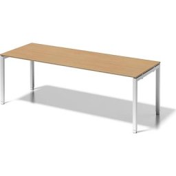 BISLEY Bureau CITO à piétement en U, h x l x p 650 - 850 x 2200 x 800 mm, piétement blanc, plateau hêtre