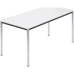 Table rectangulaire en tube rond chromé, l x p 1500 x 800 mm, blanc