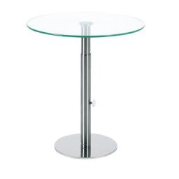 Table d'appoint réglable en hauteur, Ø 495 mm, hauteur 485 - 650 mm, plateau en verre transparent