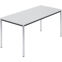 Table rectangulaire en tube rond chromé, l x p 1500 x 800 mm, gris