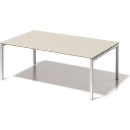 BISLEY Bureau CITO à piétement en U, h x l x p 740 x 2000 x 1200 mm, piétement blanc, plateau blanc gris