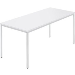 Table rectangulaire, tube carré plastifié, l x p 1600 x 800 mm, blanc / gris